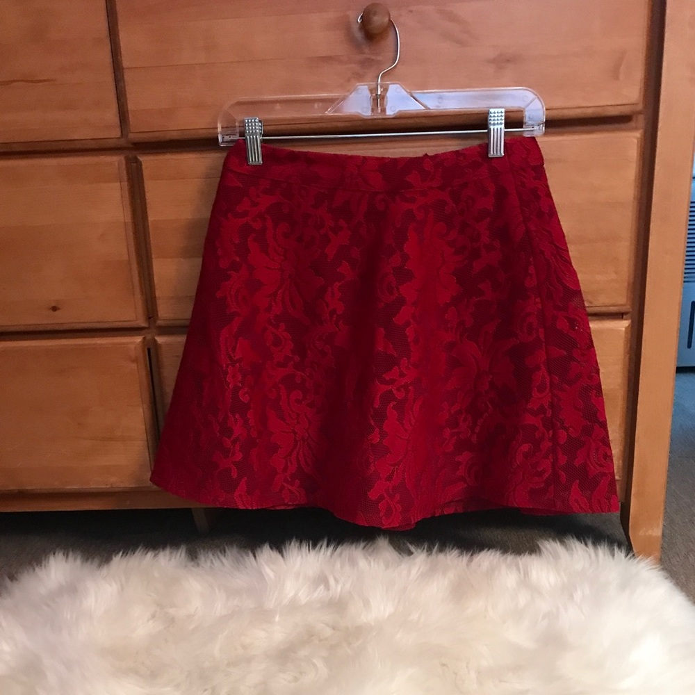 Double Layer Red Lace Mini Skirt